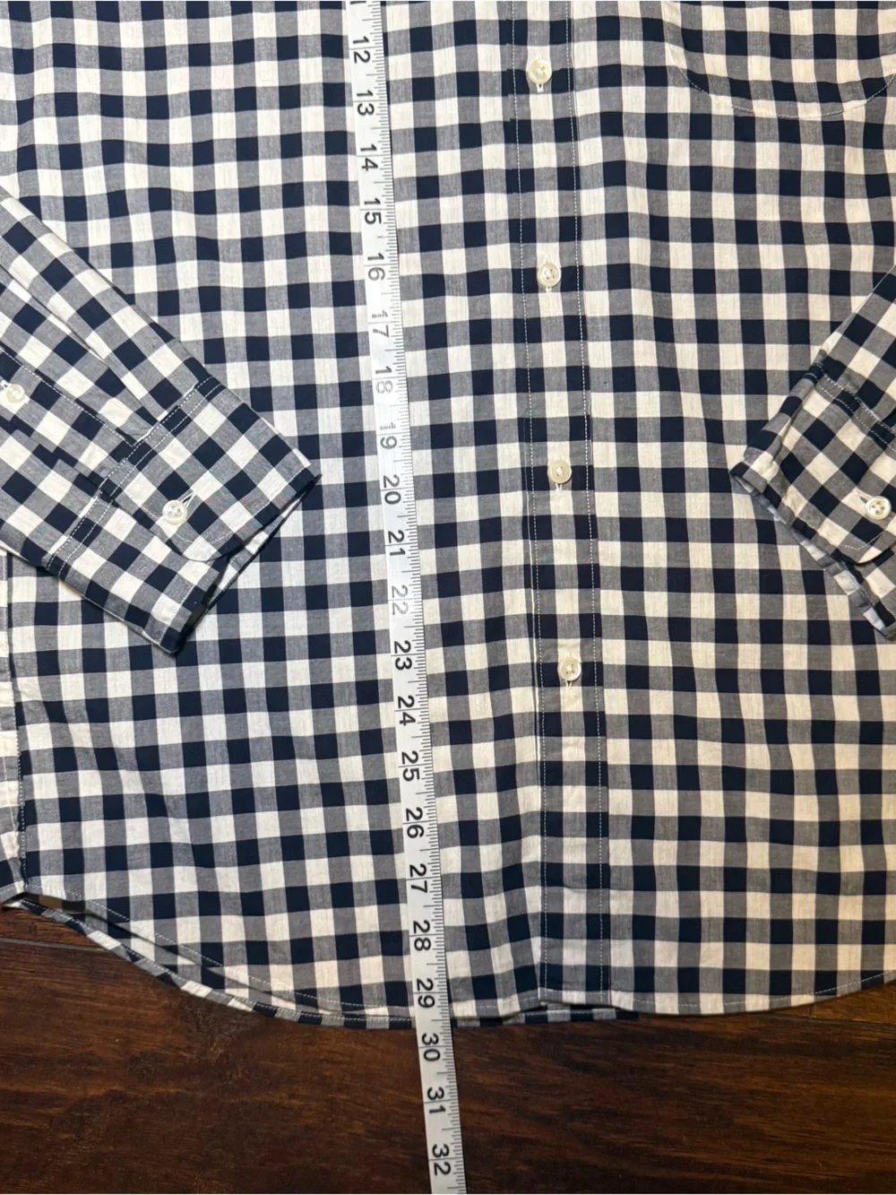 J.Crew Men's Secret Wash Stretch Gingham Button Down Shirt Medium Navy Preppy